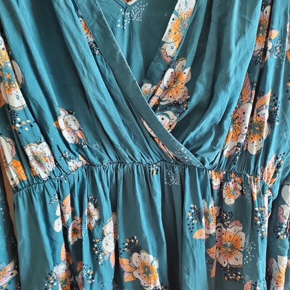 Free People Tuscan Dream floral blue boho tunic - Picture 5 of 10